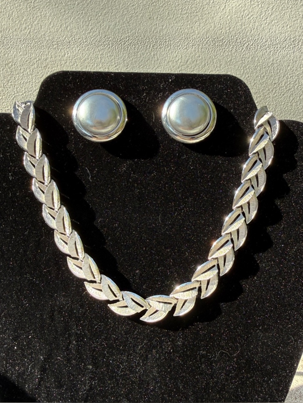 Trifari Jewelry Necklace Earrings Silver-Tone Adjustable 14-16 Inches Vintage